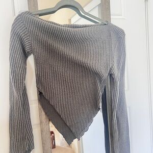 Gray Off Shoulder Top